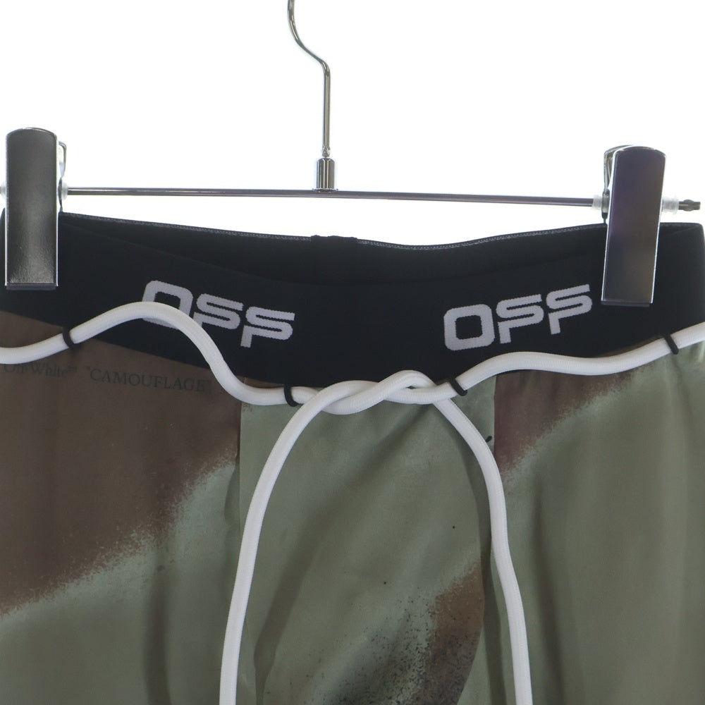 OFF-WHITE(オフホワイト) CAMO ACTIVE TIGHTS カモ柄 ロゴプリント ジップスリット アクティブ タイツ レギンス パンツ カーキ OMVG007120JER0026010