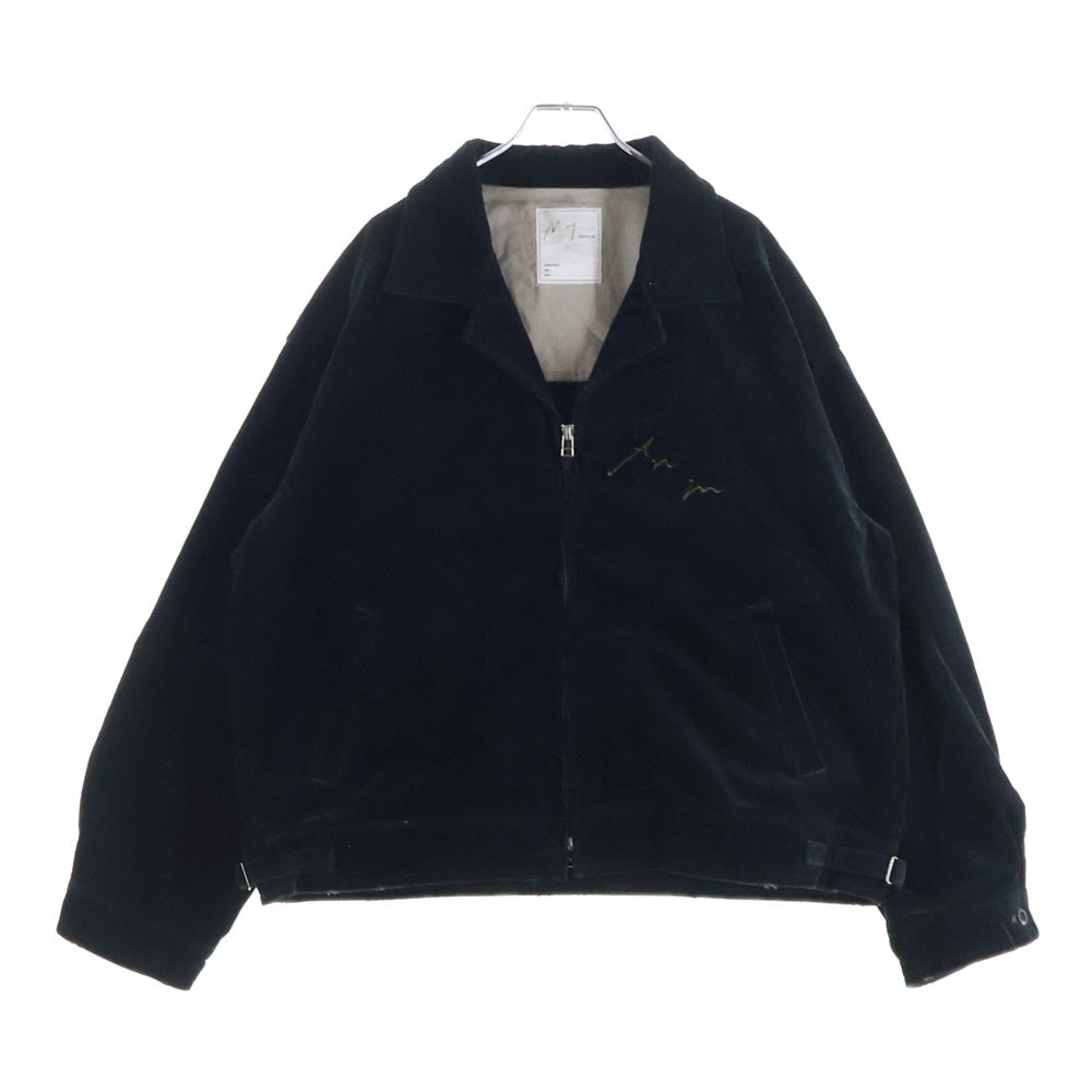 ANCELLM(アンセルム) 25AW CORDUROY ZIPUP JACKET コーデュロイ ロゴポイント刺繍 ジップアップジャケット ブラック ANC-JK65