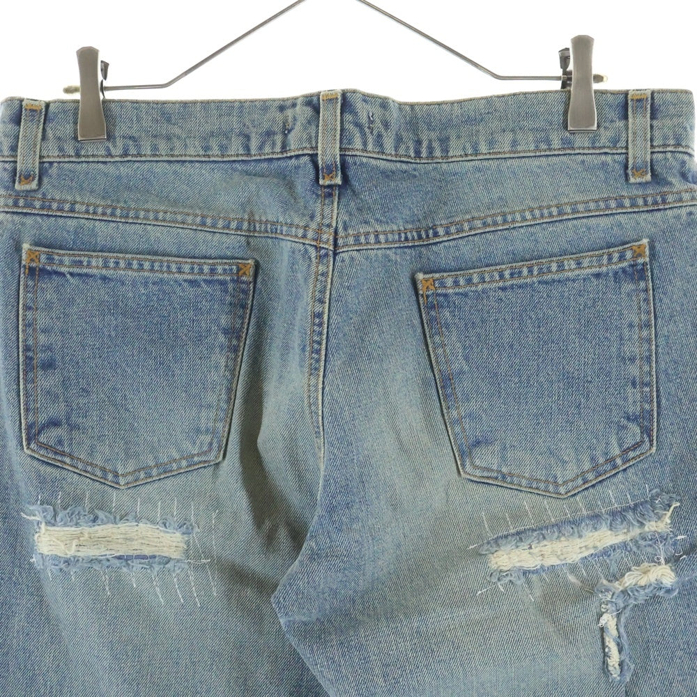 DOLCE & GABBANA(ドルチェアンドガッバーナ) 00S クラッシュ加工 5ポケット ジップフライ ストレート デニムパンツ インディゴ S0619 9429