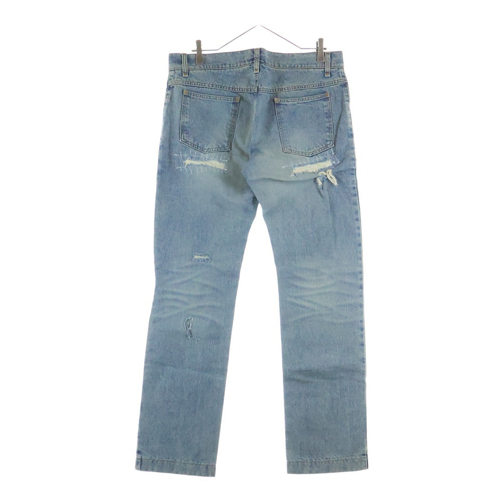 DOLCE & GABBANA(ドルチェアンドガッバーナ) 00S クラッシュ加工 5ポケット ジップフライ ストレート デニムパンツ インディゴ 6074 0586