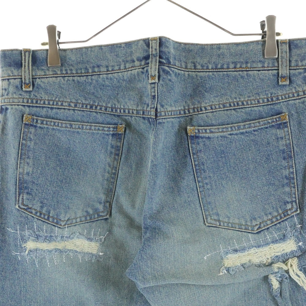DOLCE & GABBANA(ドルチェアンドガッバーナ) 00S クラッシュ加工 5ポケット ジップフライ ストレート デニムパンツ インディゴ 6074 0586