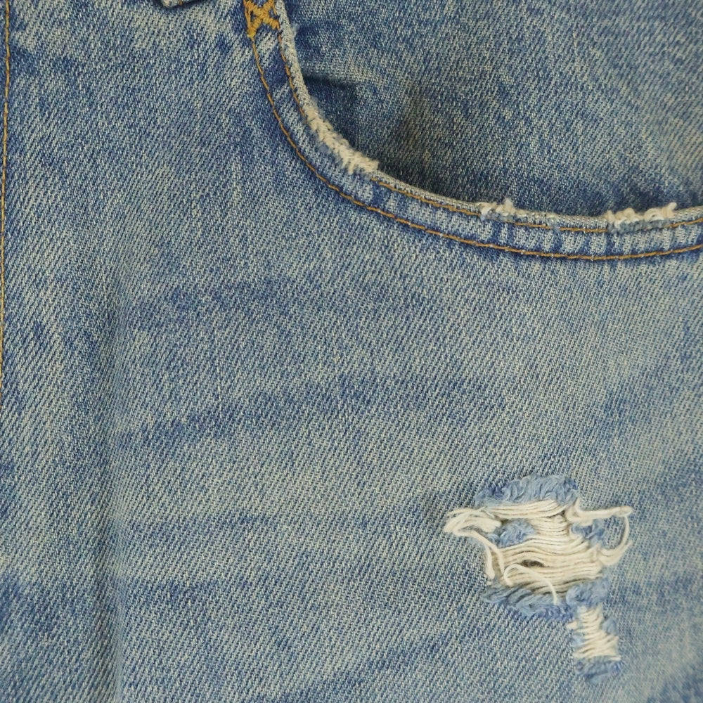 DOLCE & GABBANA(ドルチェアンドガッバーナ) 00S クラッシュ加工 金ボタン 5ポケット ジップフライ ストレート デニムパンツ インディゴ S0616 9429