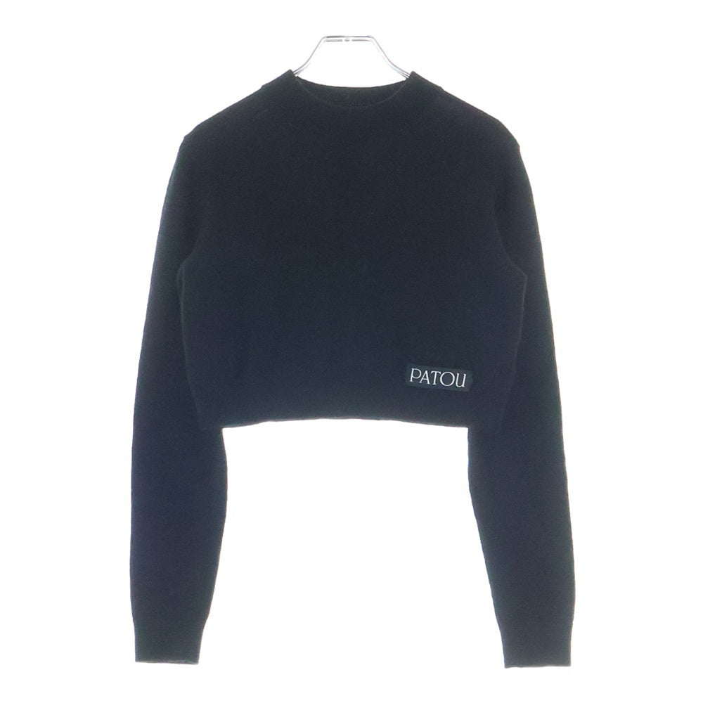 PATOU(パトゥー) クロップド丈 ウール クルーネックプルオーバー 長袖ニットセーター ブラック レディース KN0998041999B