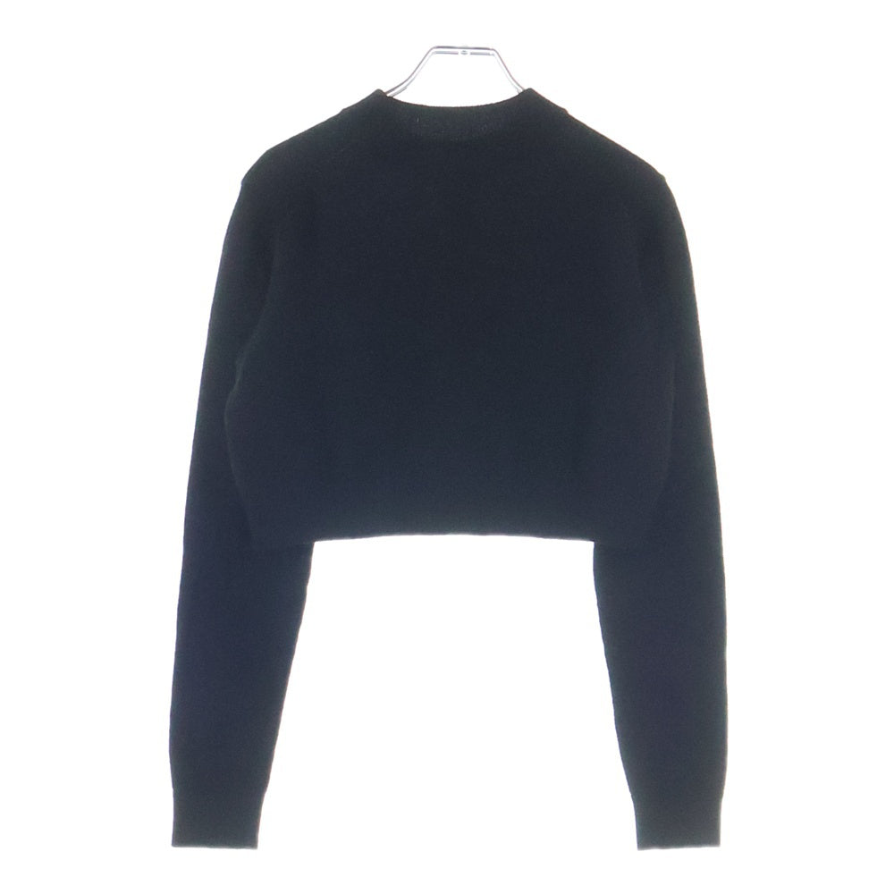 PATOU(パトゥー) クロップド丈 ウール クルーネックプルオーバー 長袖ニットセーター ブラック レディース KN0998041999B