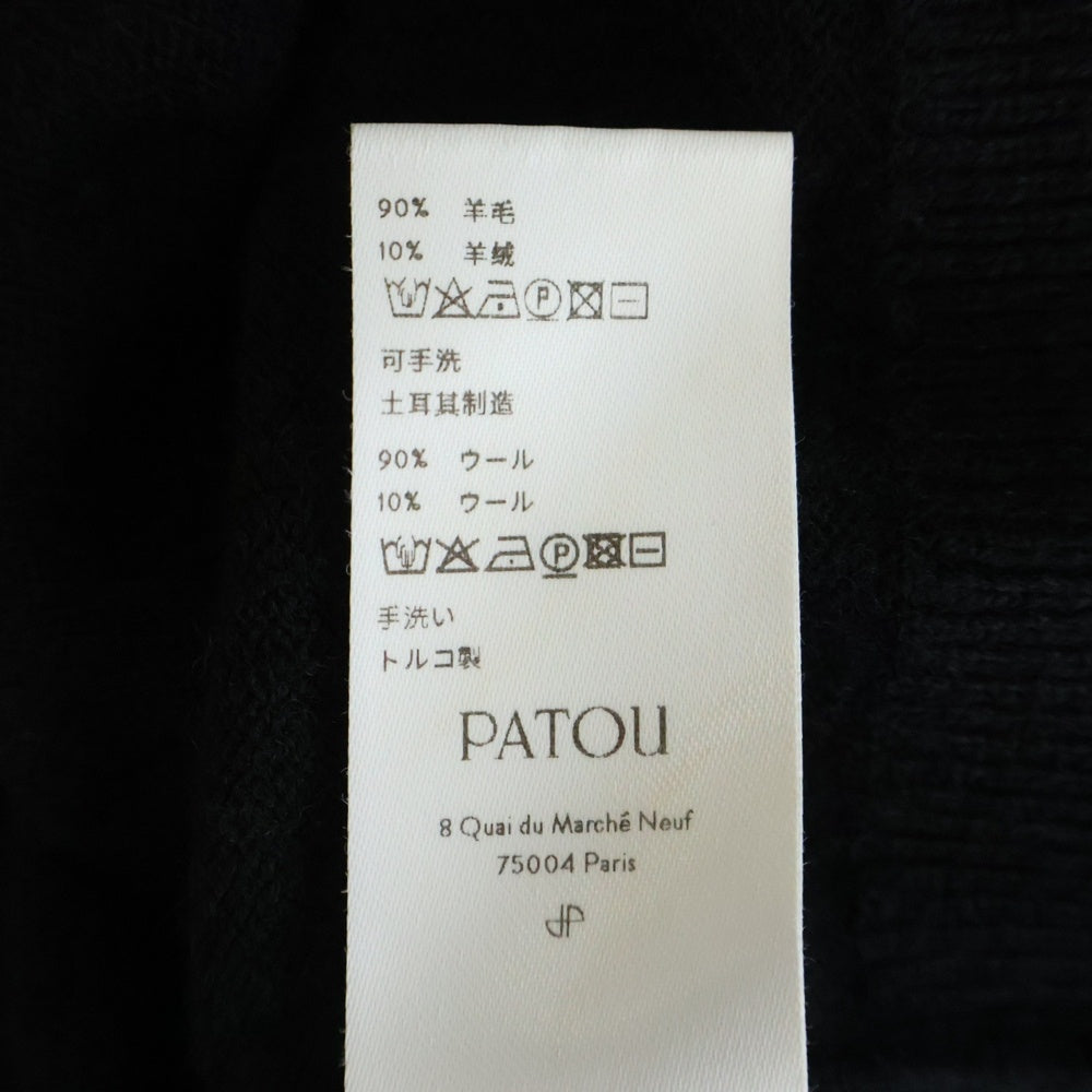 PATOU(パトゥー) クロップド丈 ウール クルーネックプルオーバー 長袖ニットセーター ブラック レディース KN0998041999B