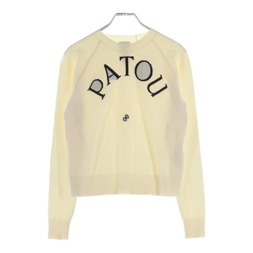 PATOU(パトゥー) フロントロゴデザイン クルーネックプルオーバー 長袖ニットセーター ホワイト レディース KN1108045001W