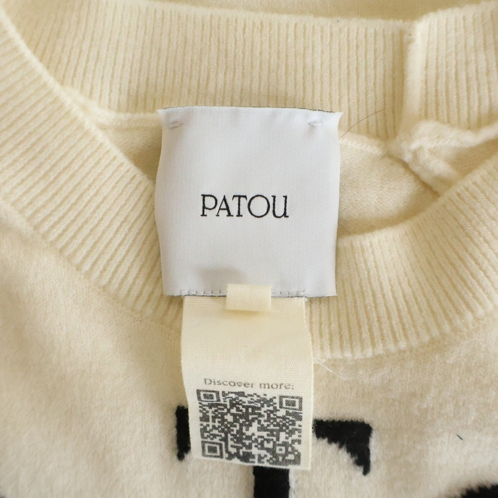 PATOU(パトゥー) フロントロゴデザイン クルーネックプルオーバー 長袖ニットセーター ホワイト レディース KN1108045001W