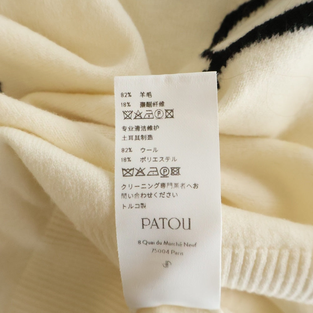 PATOU(パトゥー) フロントロゴデザイン クルーネックプルオーバー 長袖ニットセーター ホワイト レディース KN1108045001W