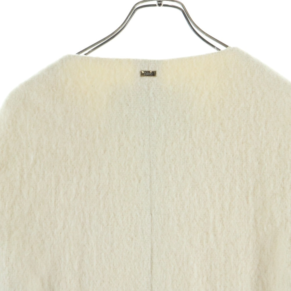 HERNO(ヘルノ) ウールダウン切り替えデザイン ノーカラー ジップアップロングコート ホワイト CA0275D-39138-1000 レディース