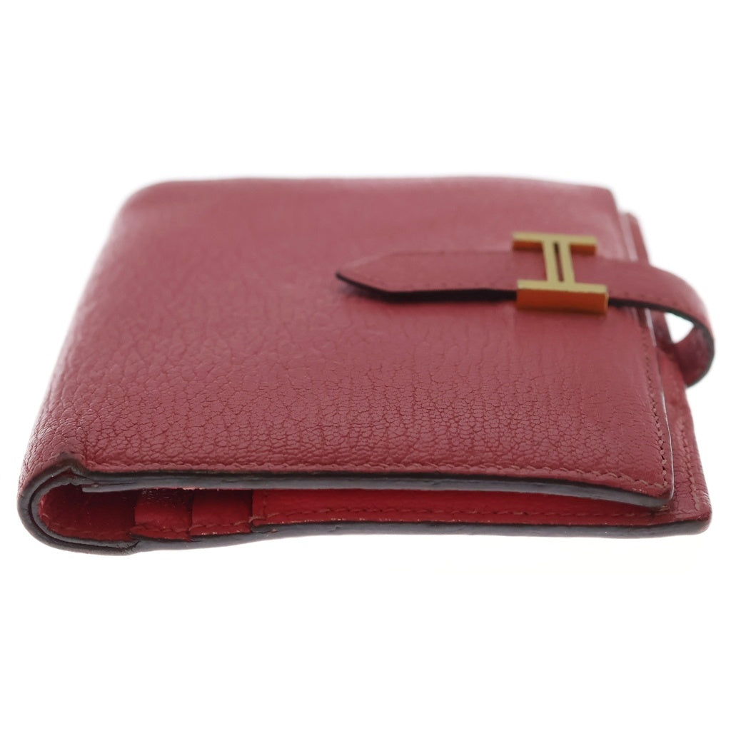 HERMES(エルメス) ベアン H金具 レザー カードケース A刻印 ピンク ゴールド金具 レディース