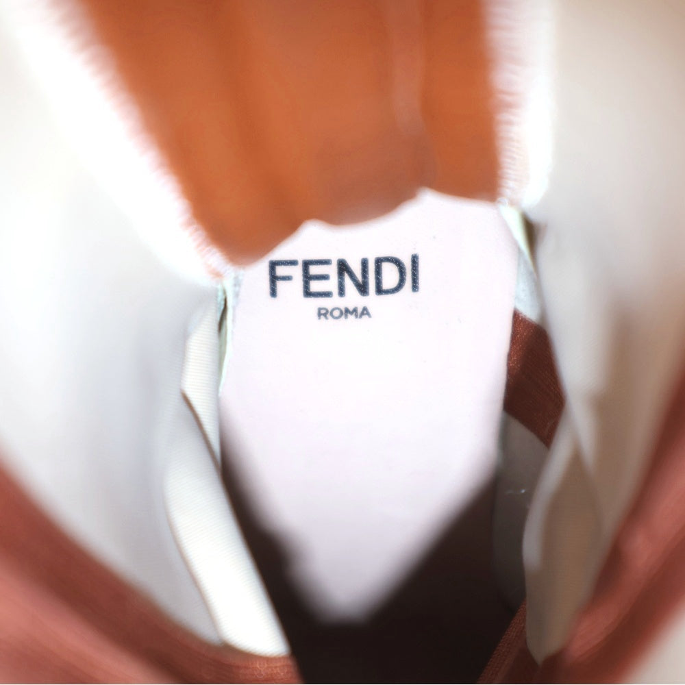 FENDI(フェンディ) ウッドソール エナメルレザー ネオプレンヒールロングブーツ ホワイト レディース