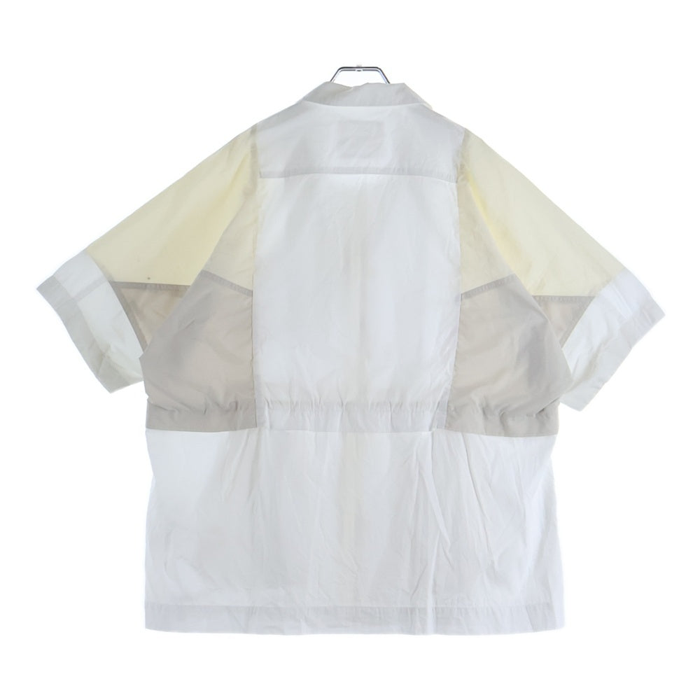 Sacai(サカイ) 25SS POPLIN TASLAN NYLON SHIRT ポプリン タスランナイロン ジップアップ レギュラーカラー 半袖シャツ ホワイト 25-03725M