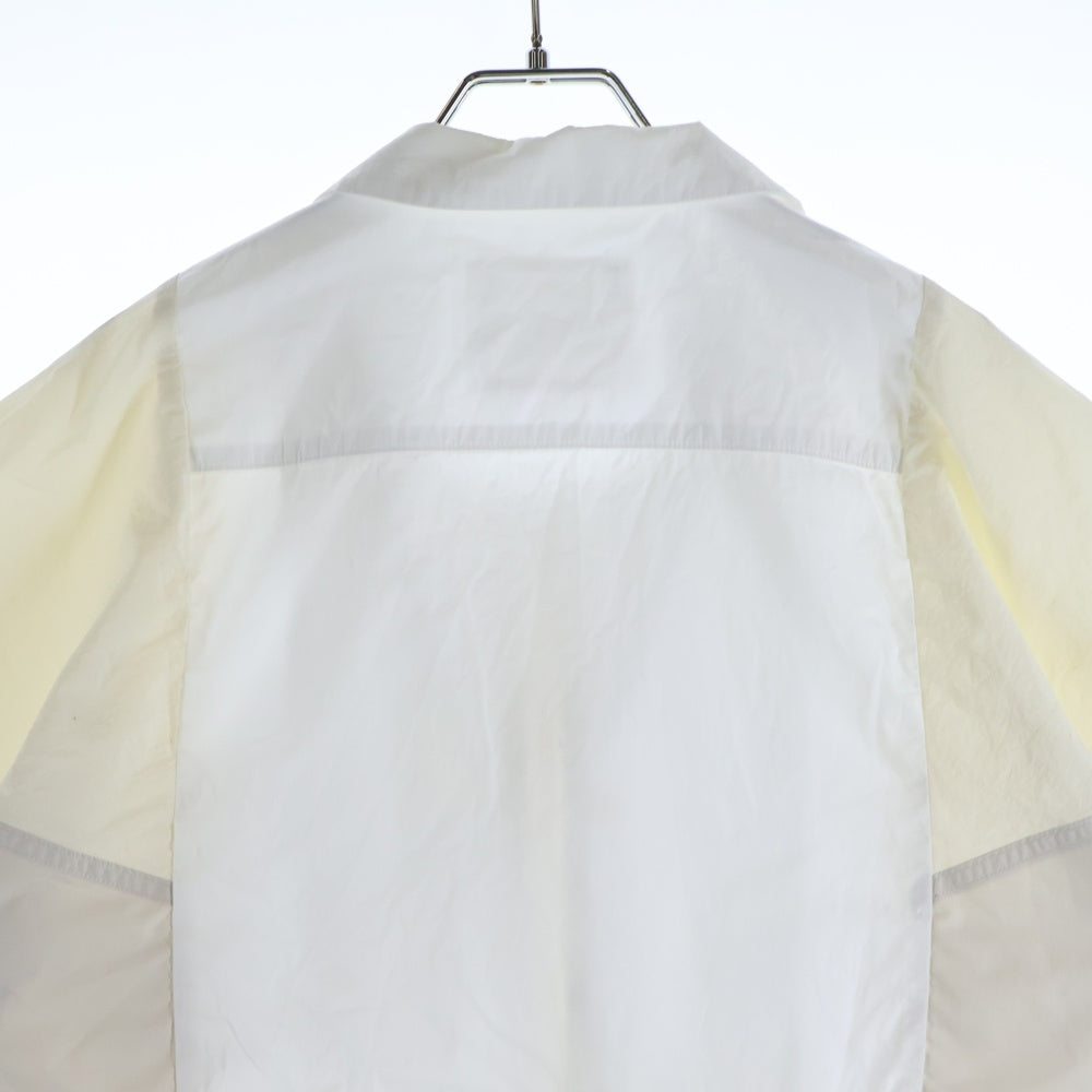 Sacai(サカイ) 25SS POPLIN TASLAN NYLON SHIRT ポプリン タスランナイロン ジップアップ レギュラーカラー 半袖シャツ ホワイト 25-03725M