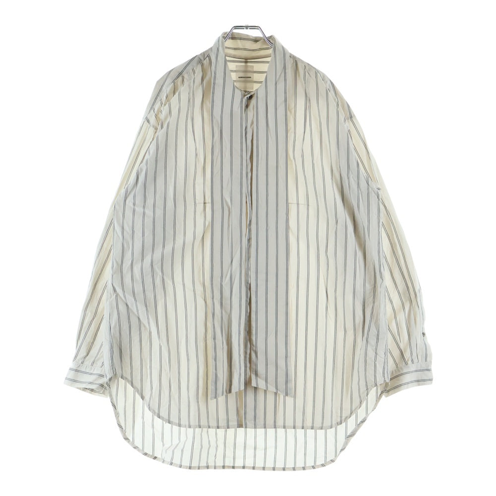 SUBLATIONS(サブレーションズ) STRIPE SHIRT ストライプ柄 ボウタイ 長袖シャツ ベージュ S081303