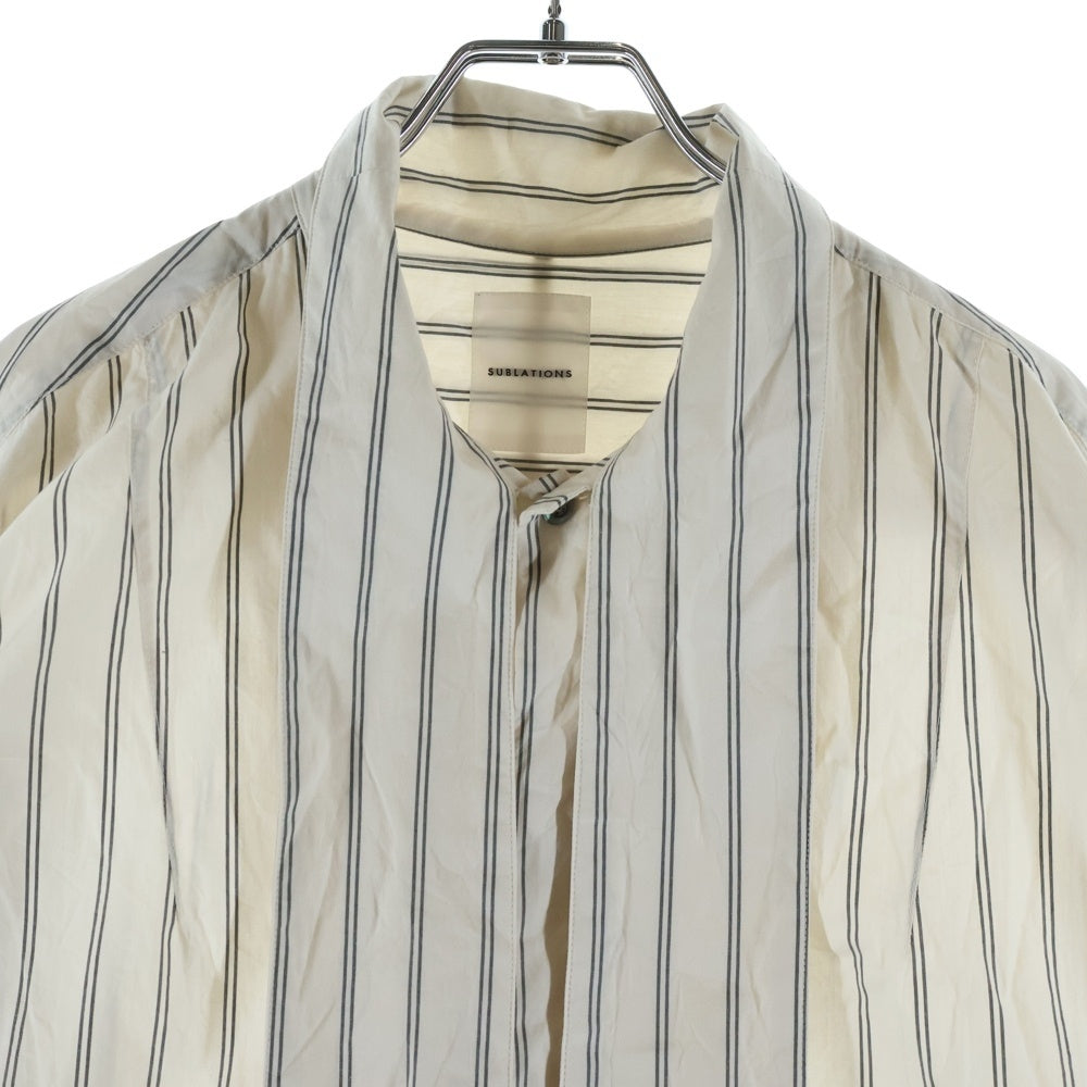 SUBLATIONS(サブレーションズ) STRIPE SHIRT ストライプ柄 ボウタイ 長袖シャツ ベージュ S081303