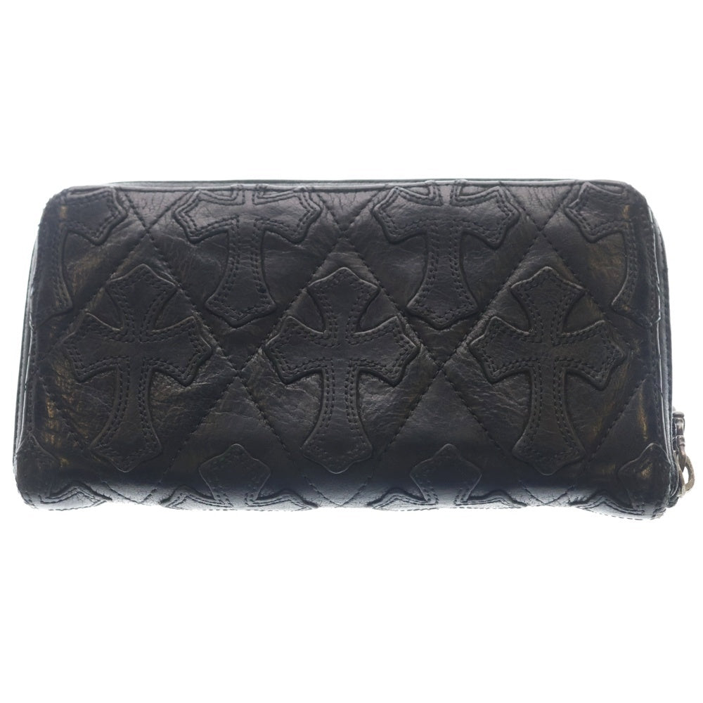 CHROME HEARTS(クロムハーツ) REC F ZIP QUILTED WALLET キルティング セメタリークロス レザーウォレット 財布 ブラック