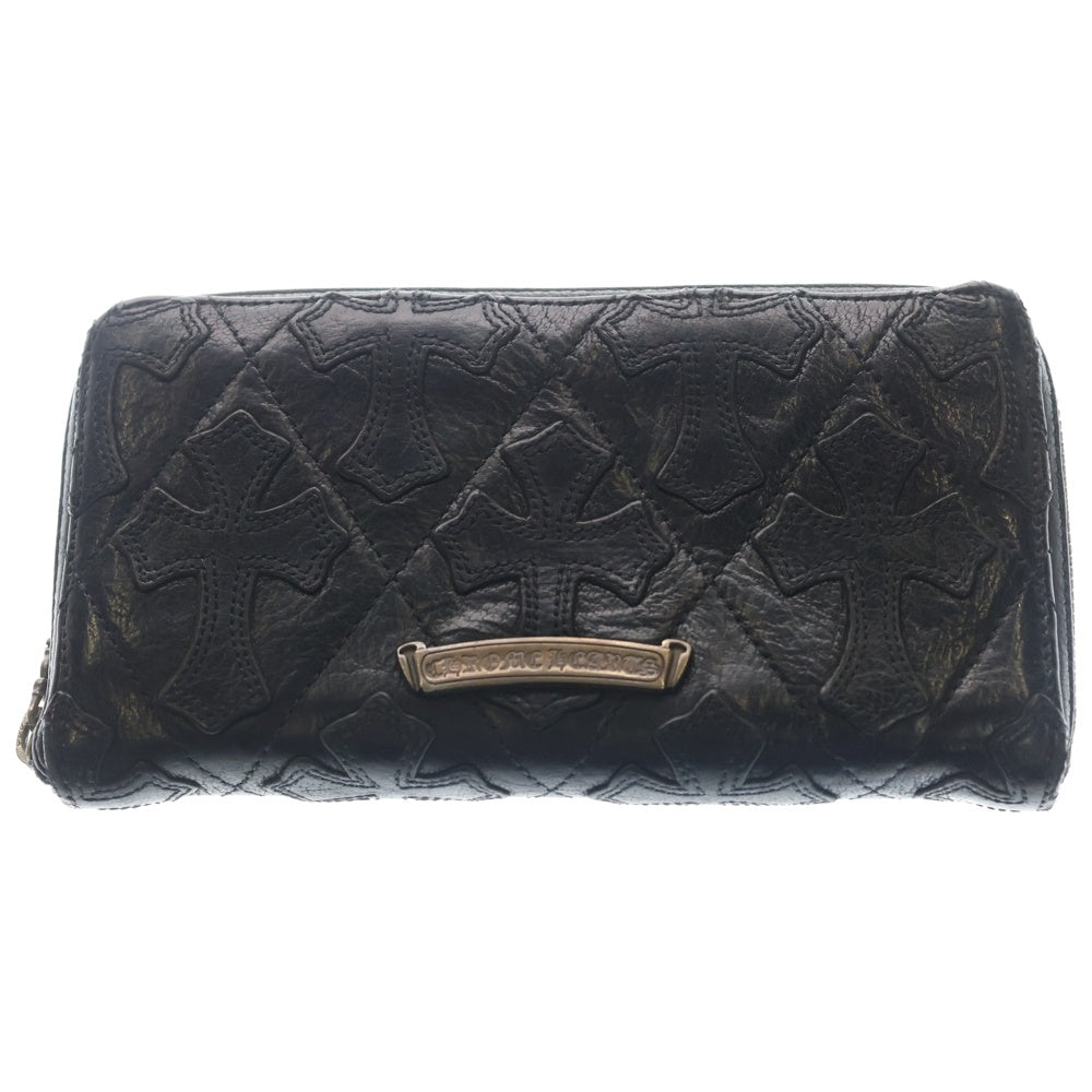 CHROME HEARTS(クロムハーツ) REC F ZIP QUILTED WALLET キルティング セメタリークロス レザーウォレット 財布 ブラック