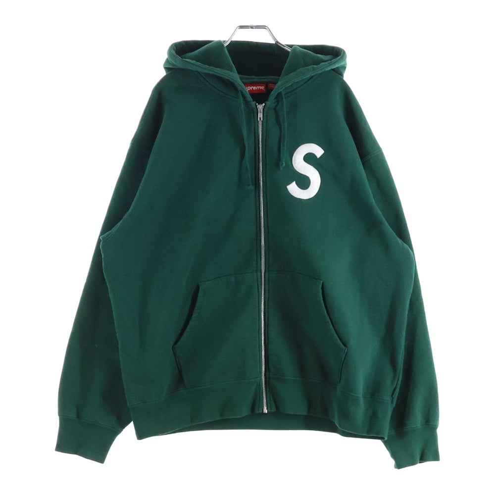 SUPREME(シュプリーム) 23AW S Logo Zip Up Hooded Sweatshirt ロゴエンブロイダリー ジップアップフーデッドスウェットシャツ パーカー グリーン
