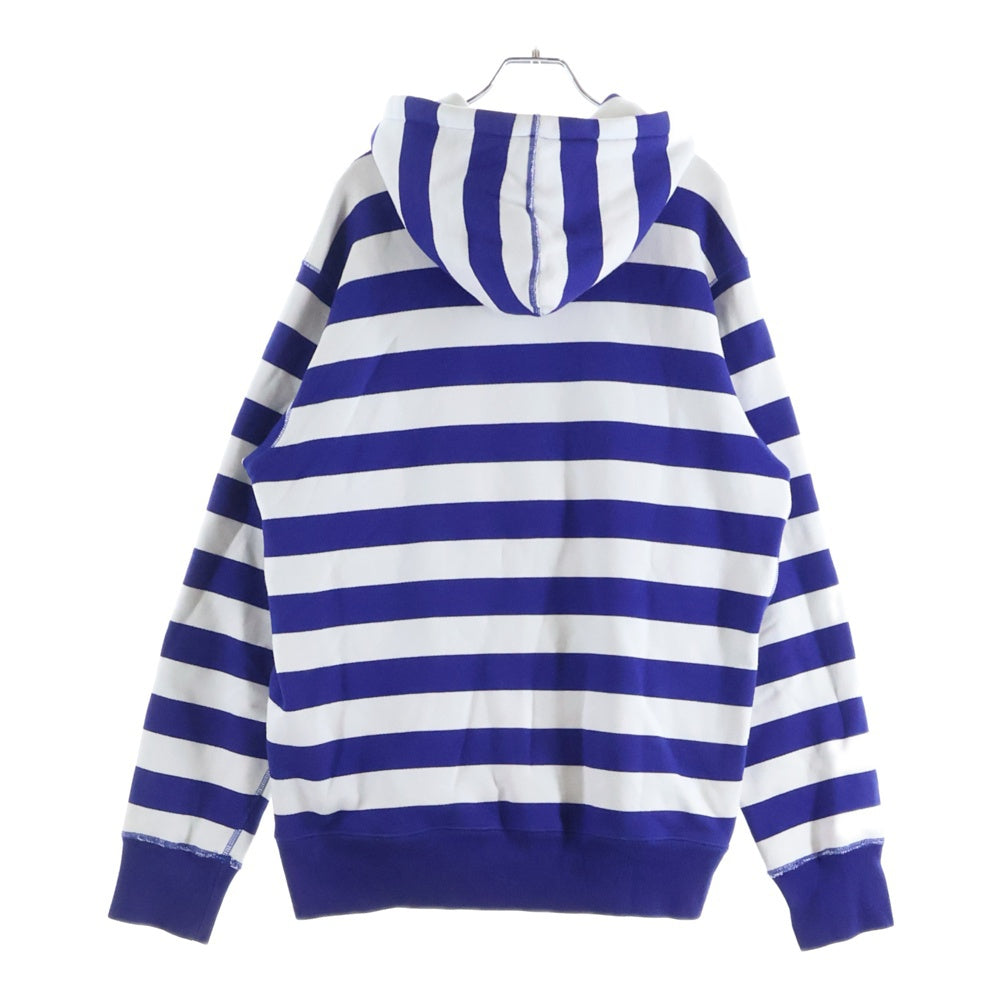 SUPREME(シュプリーム) 07AW Striped Crest Hoodie ストライプ クレスト フロントロゴワッペン プルオーバーフーディー パーカー ブルー