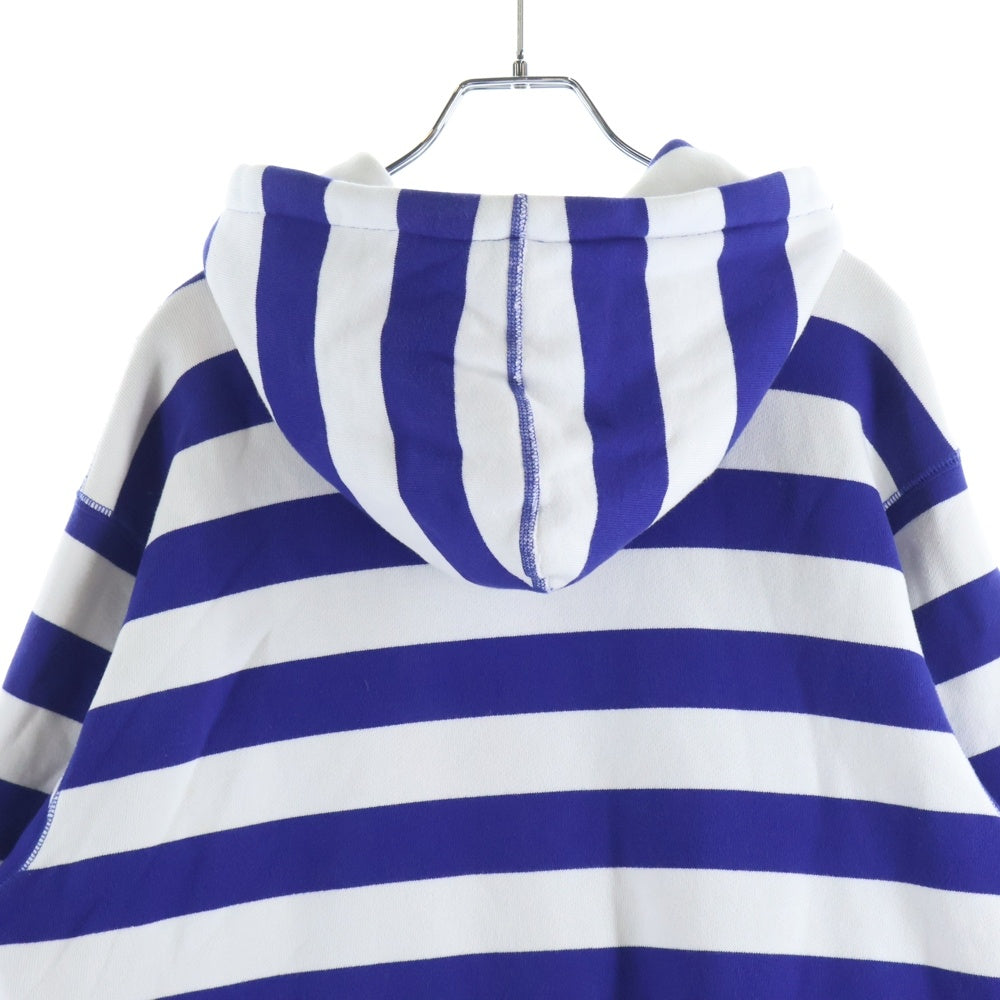 SUPREME(シュプリーム) 07AW Striped Crest Hoodie ストライプ クレスト フロントロゴワッペン プルオーバーフーディー パーカー ブルー
