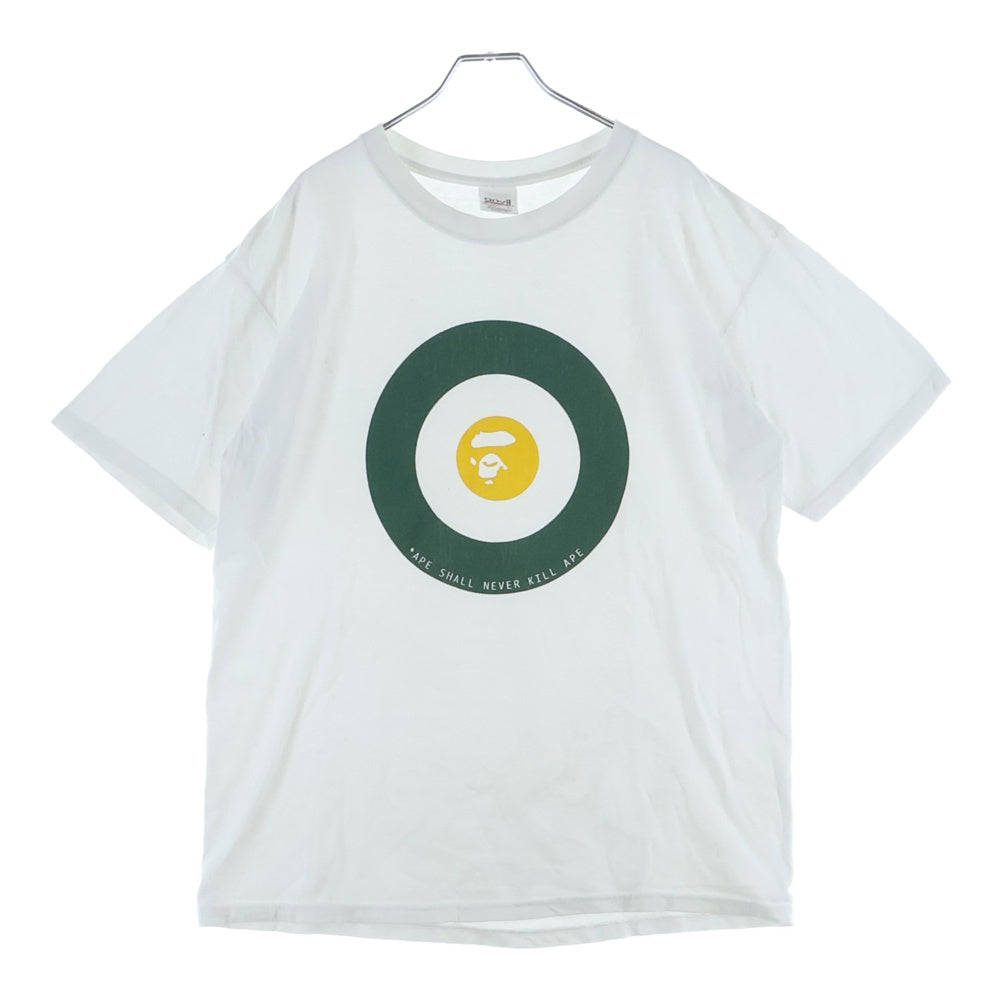 A BATHING APE(アベイシングエイプ) 90s VINTAGE ヴィンテージ ANVILボディ 初期モデル サークル猿顔プリント クルーネック半袖Tシャツ ホワイト