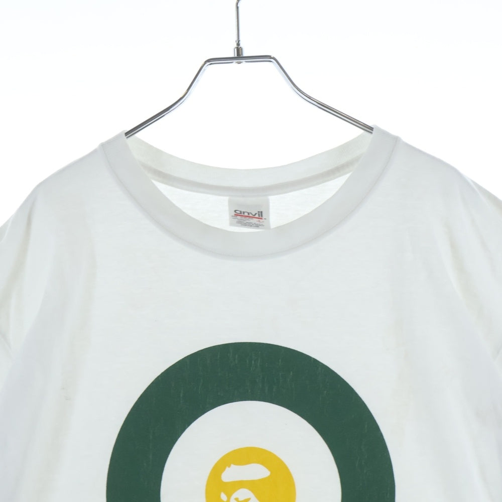 A BATHING APE(アベイシングエイプ) 90s VINTAGE ヴィンテージ ANVILボディ 初期モデル サークル猿顔プリント クルーネック半袖Tシャツ ホワイト