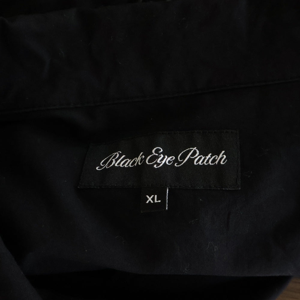 THE BLACK EYE PATCH(ブラックアイパッチ) HWC EMBROIDERED OPEN COLLARED L/S SHIRT ロゴエンブロイダリー オープンカラー 長袖シャツ ブラック BEPSS25TP07