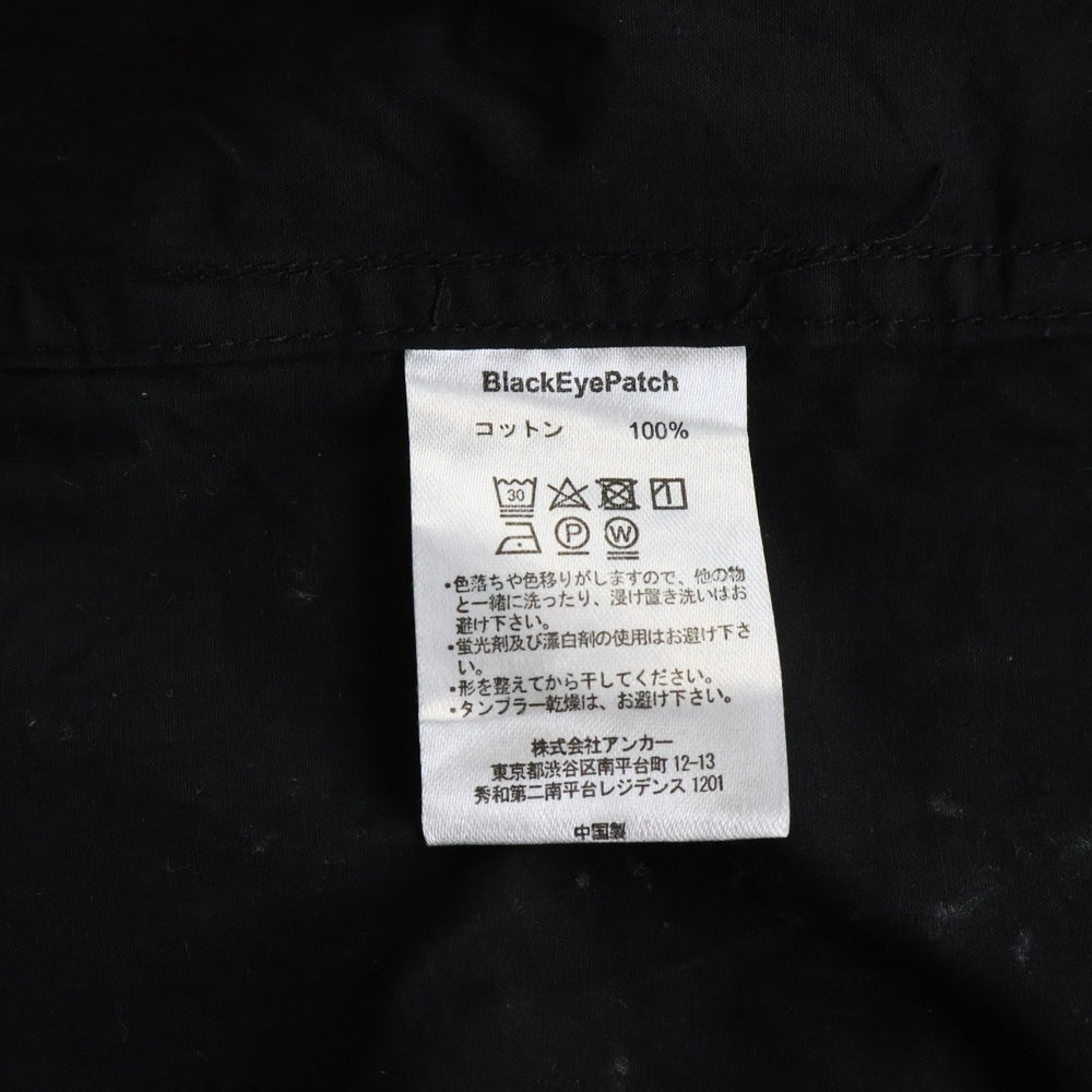 THE BLACK EYE PATCH(ブラックアイパッチ) HWC EMBROIDERED OPEN COLLARED L/S SHIRT ロゴエンブロイダリー オープンカラー 長袖シャツ ブラック BEPSS25TP07