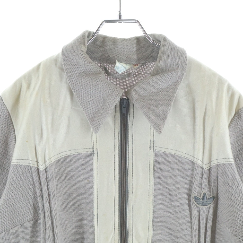 adidas(アディダス) 70S VINTAGE 西ドイツ製 ユーロヴィンテージ ニット切り替え トレフォイルロゴ トラックジャケット ジャージ グレー