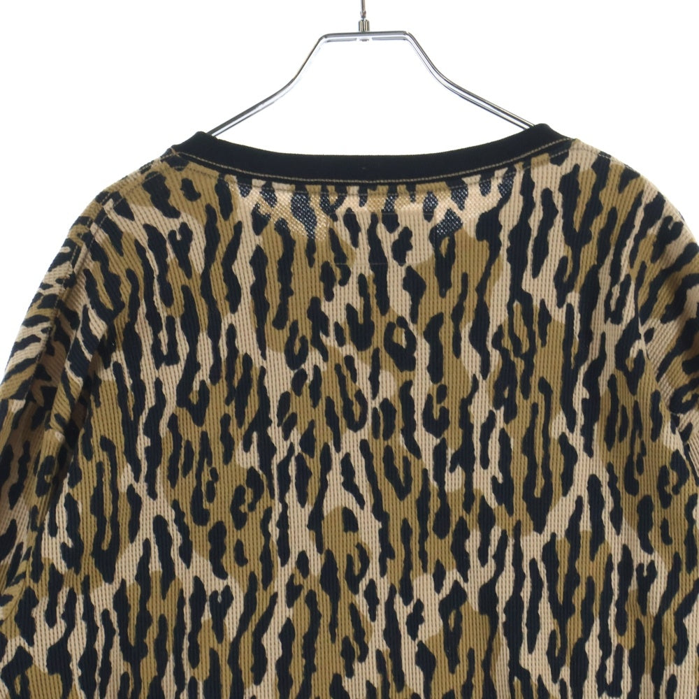 WACKO MARIA(ワコマリア) 22SS LEOPARD THERMAL SHIRT レオパード サーマルクルーネック長袖Tシャツ カットソー ブラウン 22SS-WMT-TM02