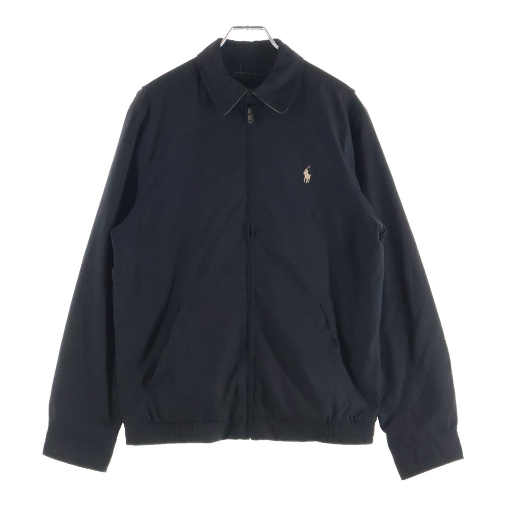 POLO RALPH LAUREN(ポロラルフローレン) 裏地チェック ロゴエンブロイダリー スイングトップ ジップアップジャケット ブラック