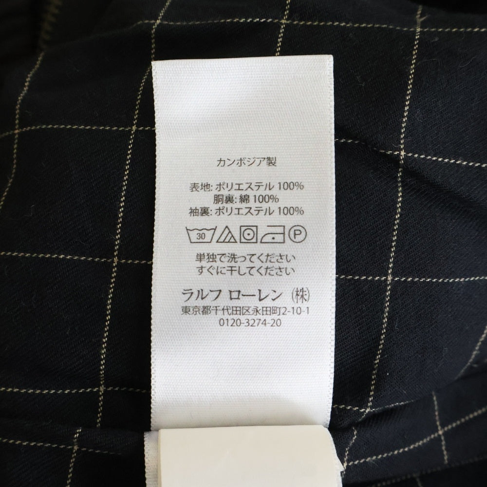 POLO RALPH LAUREN(ポロラルフローレン) 裏地チェック ロゴエンブロイダリー スイングトップ ジップアップジャケット ブラック