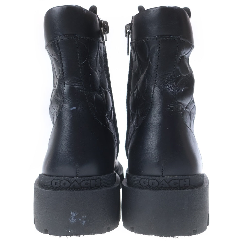 COACH(コーチ) CITYSOLE BOOT シティソール ロゴエンボス レースアップレザーブーツ ブラック CC748