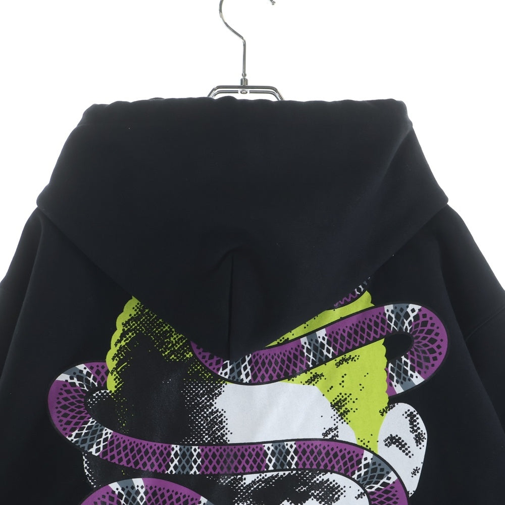 SAPEur(サプール) YEAR OF THE SNAKE HOODIE スネークバックプリント スウェット プルオーバーパーカー ブラック