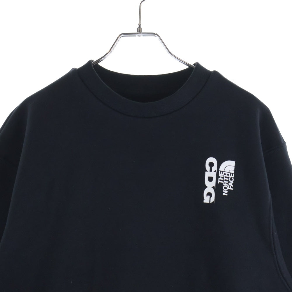 CDG(シーディージー) ×THE NORTH FACE SWEAT CREWNECK ザノースフェイス ダブルネームロゴプリント クルーネック スウェット トレーナー ブラック NT02602CD