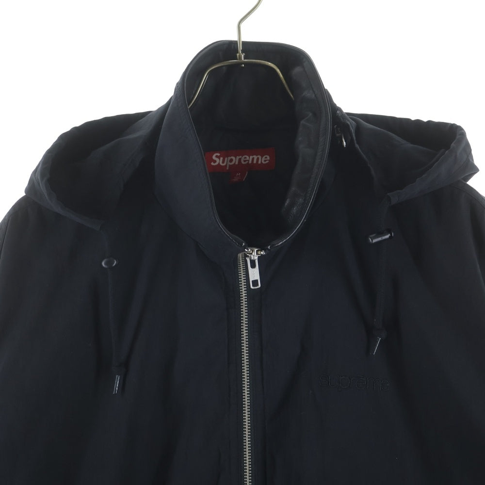 SUPREME(シュプリーム) 25SS Leather Collar Utility Jacket レザーカラー ユーティリティ ジップアップジャケット ブラック