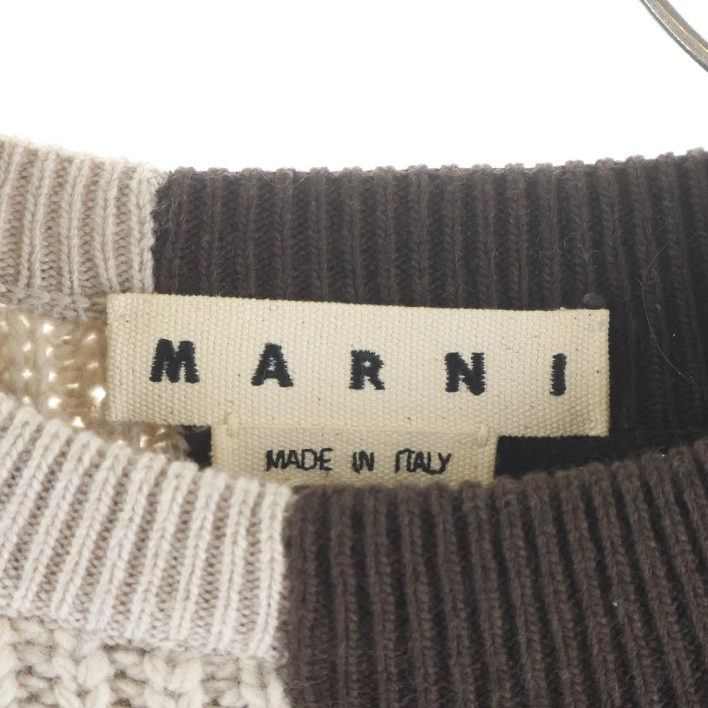 MARNI(マルニ) 16AW バイカラー ローゲージ ウール モックネック プルオーバー ニット セーター ブラウン M05GP0024