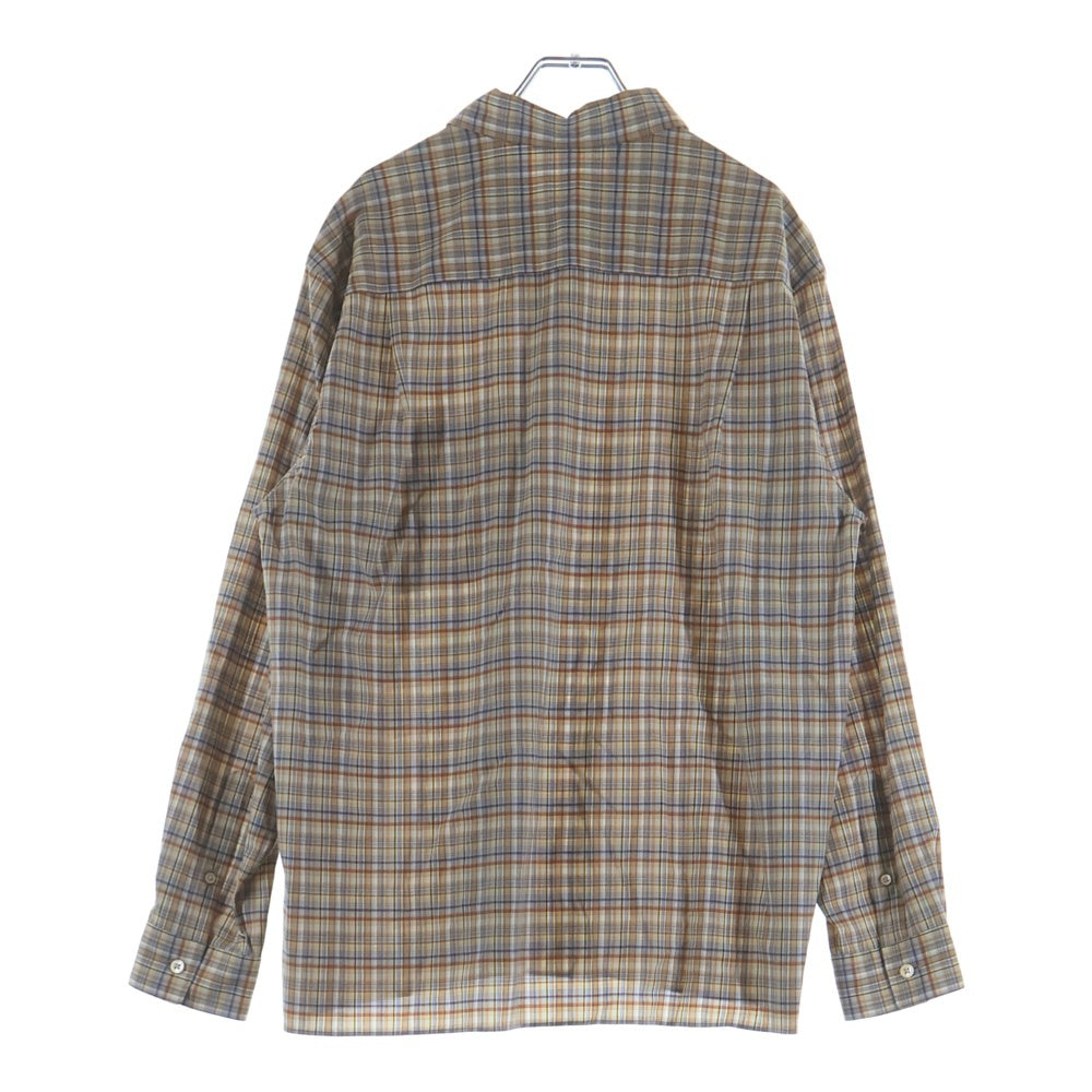 オーラリー 21AW チェック シャツ 長袖 薄手 3 茶 AURALEE(オーラリー) 21SS WASHABLE SUPER LIGHT WOOL CHECK SHIRTS