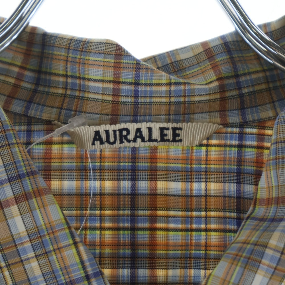 AURALEE(オーラリー) 21SS WASHABLE SUPER LIGHT WOOL CHECK SHIRTS ウォッシャブル スーパーライト ウール チェック柄 レギュラーカラー 長袖シャツ ブラウン A21SS01LC
