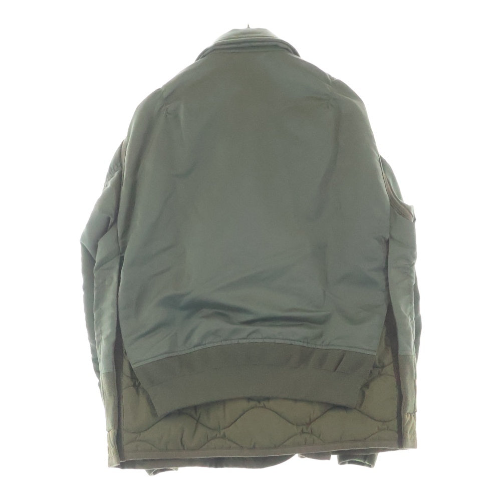 Sacai(サカイ) 22AW NYLON TWILL MIX BLOUSON ナイロン ツイル ミックス ドッキング ライナー付き ジップアップ ボンバージャケット カーキ 22-02824M
