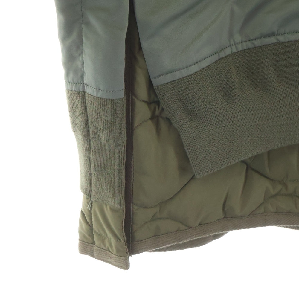 Sacai(サカイ) 22AW NYLON TWILL MIX BLOUSON ナイロン ツイル ミックス ドッキング ライナー付き ジップアップ ボンバージャケット カーキ 22-02824M