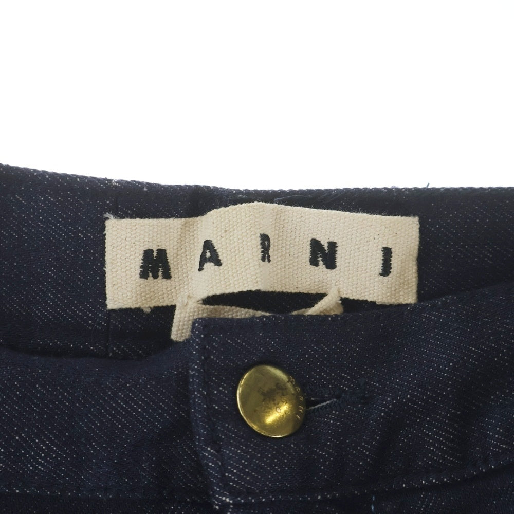 MARNI(マルニ) 18SS 金ボタン ロゴパッチ 5ポケット ジップアップ ワイドストレート デニム パンツ インディゴ M05LA0015