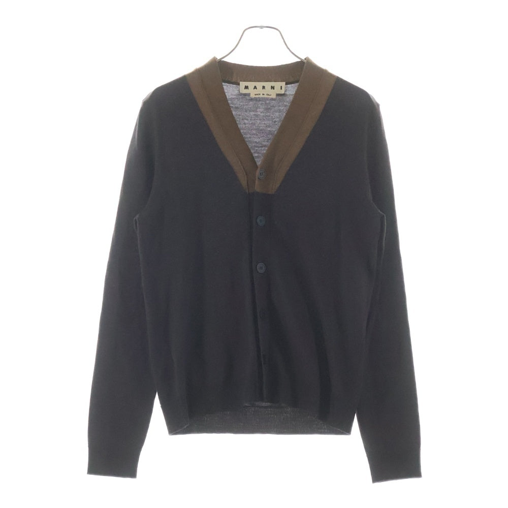 MARNI(マルニ) 16AW バイカラー ウール Vネック ニット カーディガン ブラウンM05HA0039