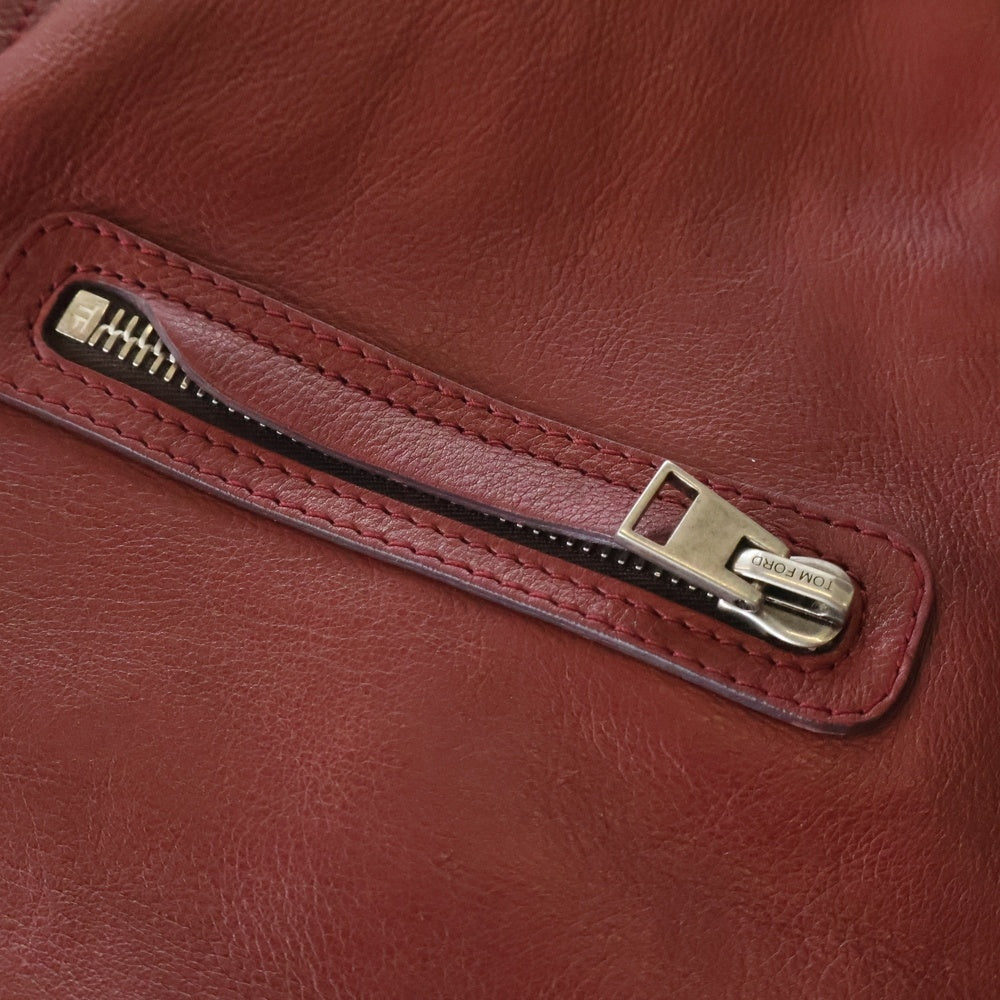 TOM FORD(トムフォード) スリムフィット シングルライダース レザージャケット バーガンディ BW486TFL822