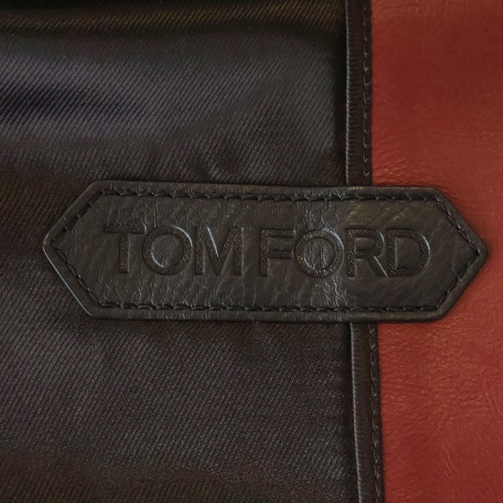 TOM FORD(トムフォード) スリムフィット シングルライダース レザージャケット バーガンディ BW486TFL822