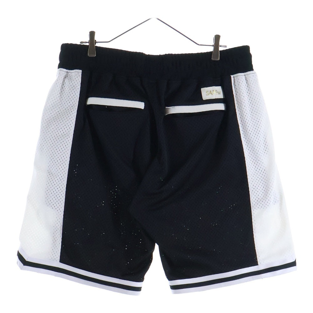 SAPEur(サプール) UofS Uniform Basket Shorts フロントロゴ ユニフォーム バスケットショーツ メッシュハーフパンツ ブラック/ホワイト