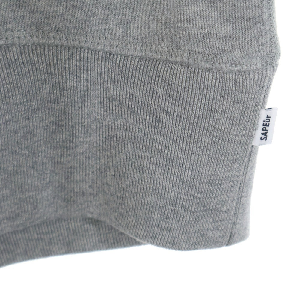 SAPEur(サプール) NAVAL CREW NECK フロントカレッジロゴ クルーネックスウェットトレーナー グレー A0025-415