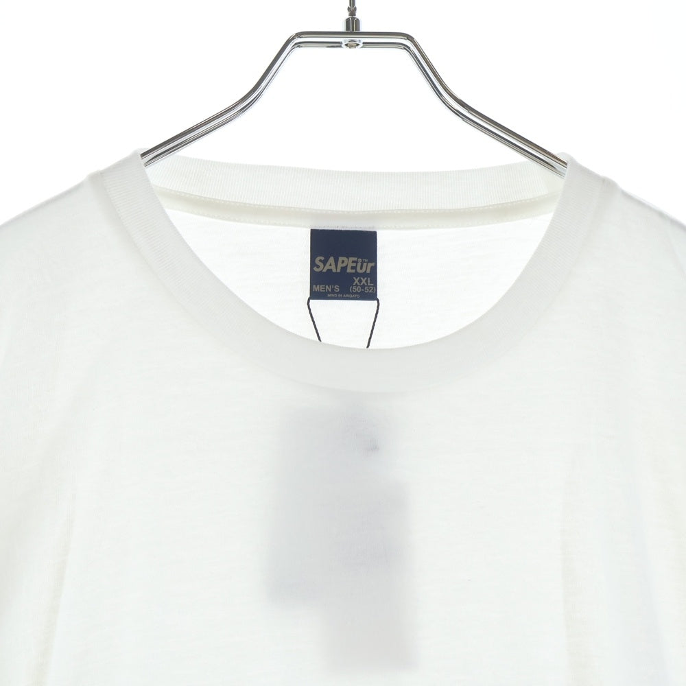 SAPEur(サプール) CHIDORI PATTERN CREW NECK 10周年記念 フロント 千鳥格子ロゴプリントTシャツ 長袖クルーネックカットソー ホワイト A0025-420
