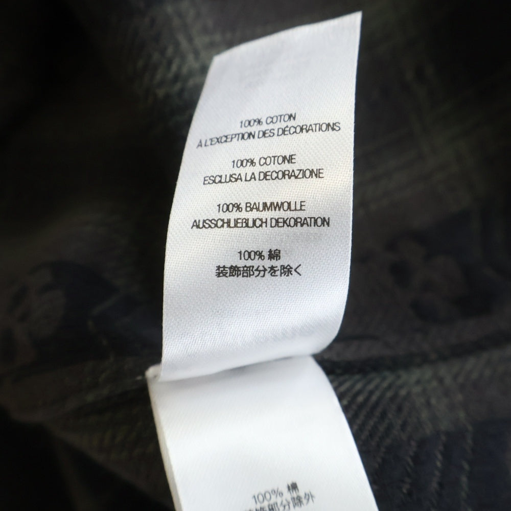 SUPREME(シュプリーム) 25AW ×Number（N)ine Hooded Flannel Shirt ナンバーナイン スカル総柄 フーデッド長袖フランネルシャツ グレー/ブラック