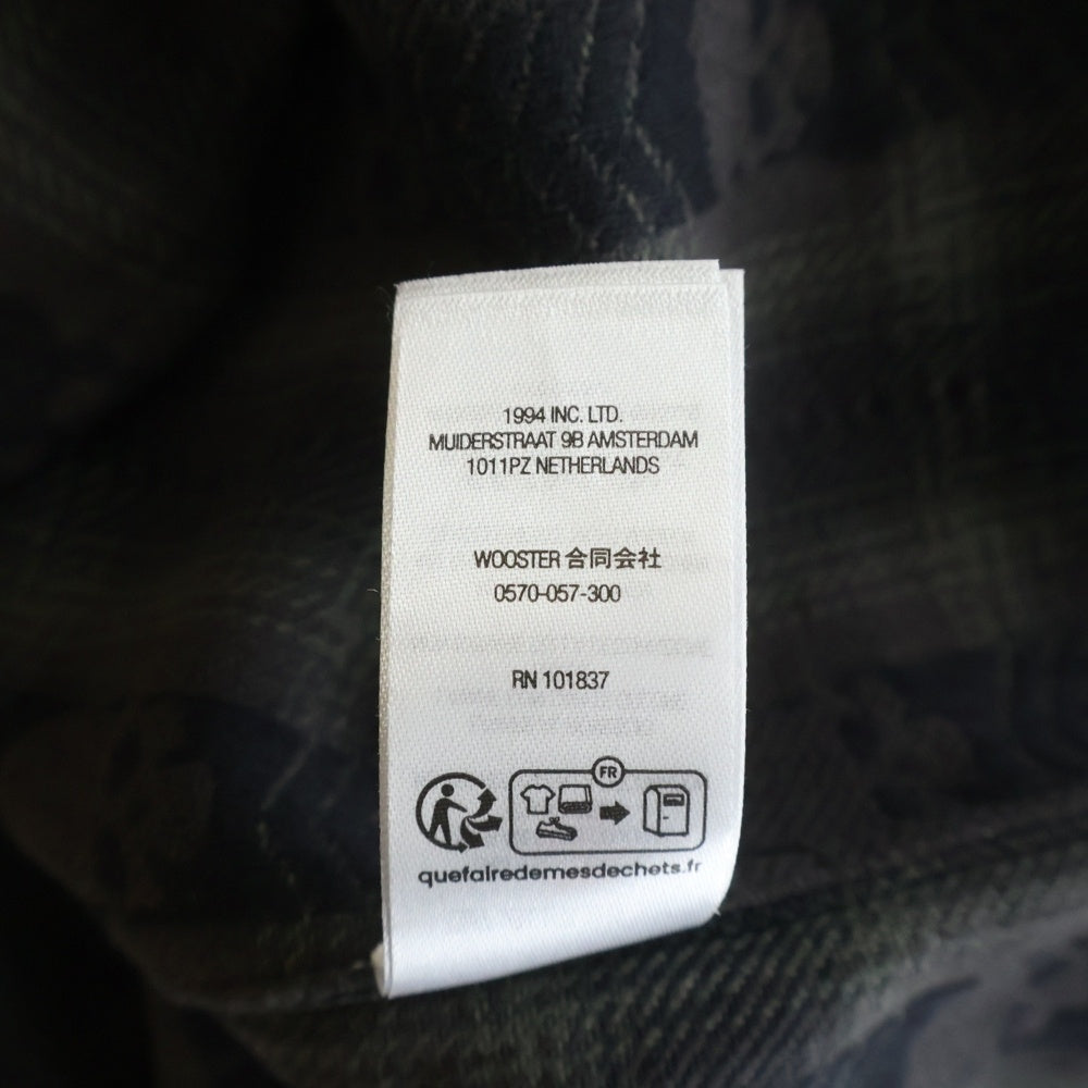 SUPREME(シュプリーム) 25AW ×Number（N)ine Hooded Flannel Shirt ナンバーナイン スカル総柄 フーデッド長袖フランネルシャツ グレー/ブラック